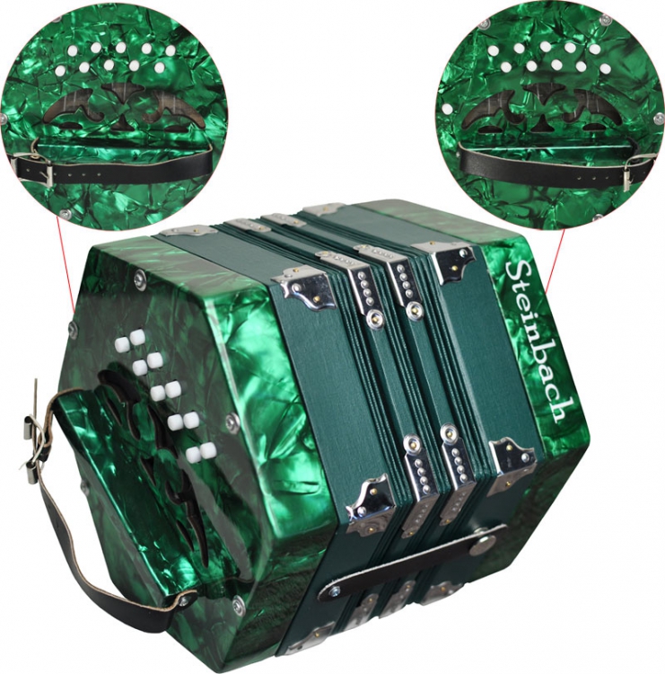 Steinbach Concertina in grün 2 x 10 Diskantknöpfe (20 Diatonische Töne