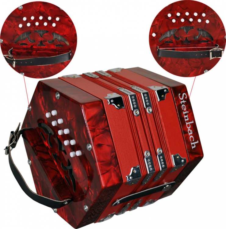 Steinbach Concertina in rot 2 x 10 Diskantknöpfe (20 Diatonische Töne