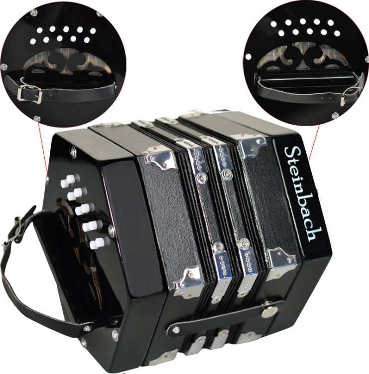 Steinbach Concertina in schwarz 2 x 10 Diskantknöpfe (20 Diatonische